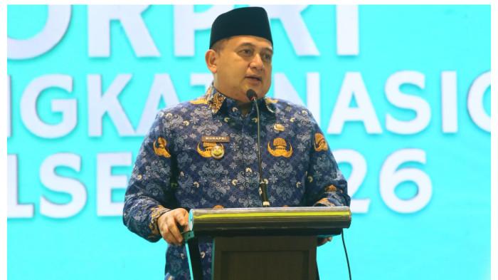 BERSIH - BERSIH -  Wali Kota Makassar Munafri Arifuddin saat menghadiri launching dam sosialisasi Musabaqah Tilawatil Quran VIII di Hotel The Rinra Jl Metro Tanjung Bunga, Sabtu (14/2/2026) malam. Appi menggalakkan aksi bersih-bersih.
