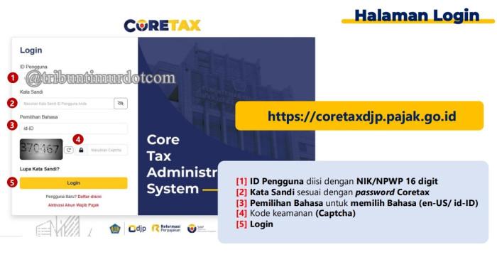 LAPOR SPT TAHUNAN - Halaman login https://coretaxdjp.pajak.go.id pada PDF di pajak.go.id yang memuat Tata Cara Pelaporan SPT Tahunan PPh Wajib Pajak Orang Pribadi Karyawan di Coretax. Pastikan NIK valid.