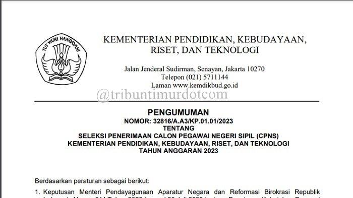 Formasi CPNS 2023 Kemendikbudristek, Lengkap Syarat, Jadwal Seleksi, dan Link Daftar
