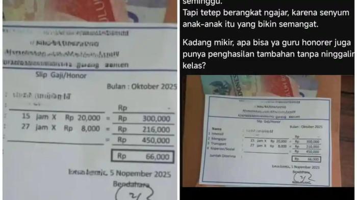 GURU HONORER - Tangkapan layar curhatan guru honorer spill slip gaji