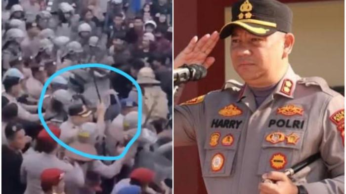 INSIDEN SINJAI – Detik-detik Kapolres Sinjai, AKBP Harry Azhar, menggunakan tongkat kayu untuk memukul peserta demonstrasi di depan Gedung DPRD Sinjai, Senin (1/9/2025).