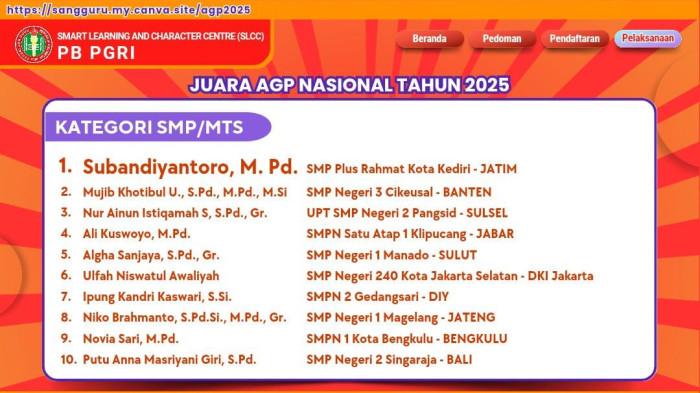 AGP NASIONAL - Guru Sidrap Juara III Anugerah Guru Prima (AGP) Nasional 2025.