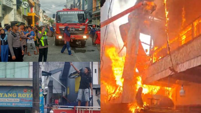 KEBAKARAN - Suasana proses pemadaman kebakaran di Jl Sangir Lorong 220, Kecamatan Wajo, Kota Makassar, Sulawesi Selatan, Senin (16/2/2026). (Dok. Tribun-Timur.com/Muslimin Emba)
