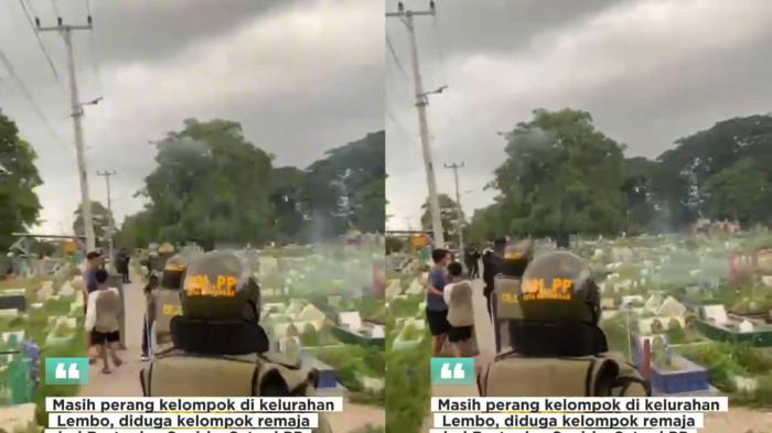 Detik-detik Anggota Satpol PP Makassar Kena Busur Saat Amankan Perang Kelompok di TPU Beroanging