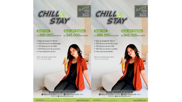 Staycation Hemat di Whiz Prime Makassar Hanya Rp280 Ribu dengan Promo 'Chill & Stay'