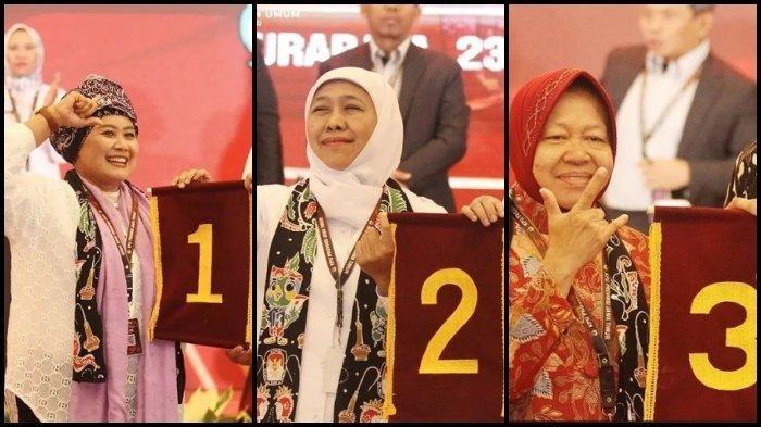 Pertarungan di Jatim Makin Ketat, Rismaharini Tak Mau Kalah, Elektabilitas Khofifah Dikejar