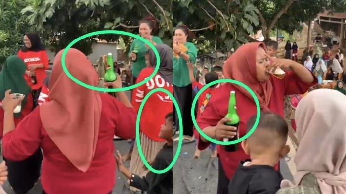 Viral Emak-emak Berjilbab Tenggak Minuman Keras, Salat tak Diterima 40 Hari