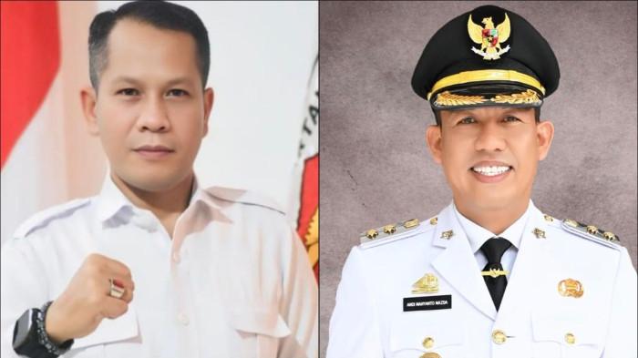 WABUP SINJAI - Ketua DPC Gerindra Sinjai, Fachriandi Matoa (kiri) dan Wakil Bupati Sinjai, Andi Mahyanto (kanan). Fachriandi angkat bicara kritikan Andi Mahyanto soal efisiensi anggaran kepada Pemerintah Pusat (dok. Ist)