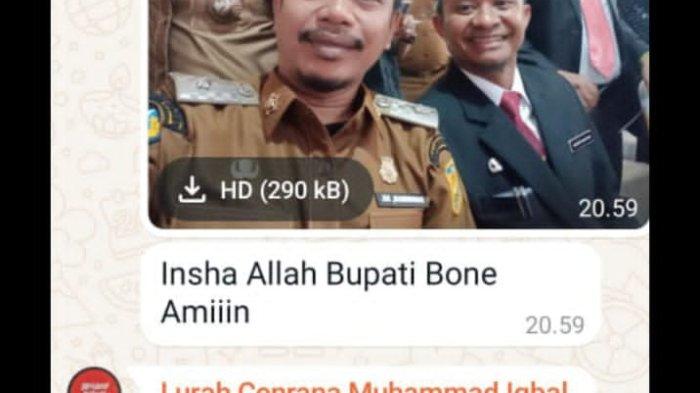 Heboh! Grup WhatsApp Lurah di Bone Diduga Kampanyekan Paslon Beramal Secara Terang-Terangan