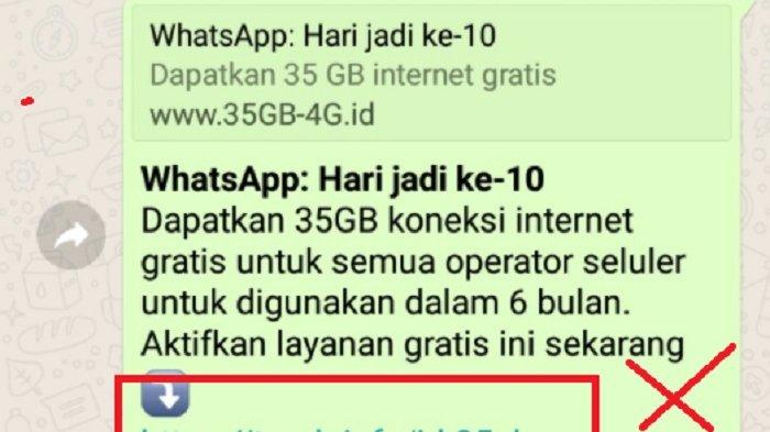 Broadcast Pesan WA WhatsApp: Hari Jadi 11 Gratis 35 GB Internet Fakta atau Hoax? Jangan Coba Klik!