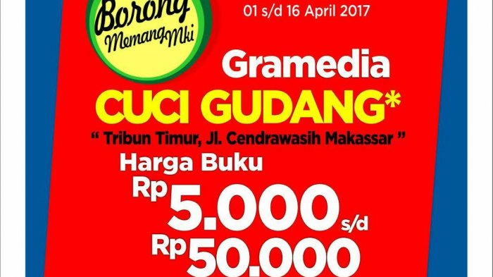Bakal Ada Cuci Gudang Gramedia di Tribun Timur, Harga Mulai Rp 5.000