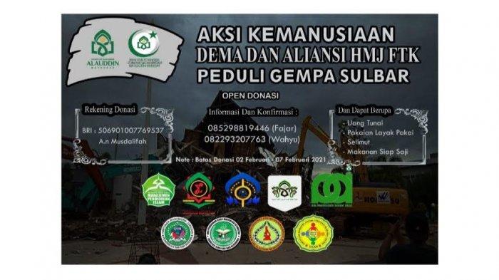 Dema dan Aliansi HMJ FTK UIN Alauddin Buka Donasi Korban Gempa Sulbar, Salurkan di Sini