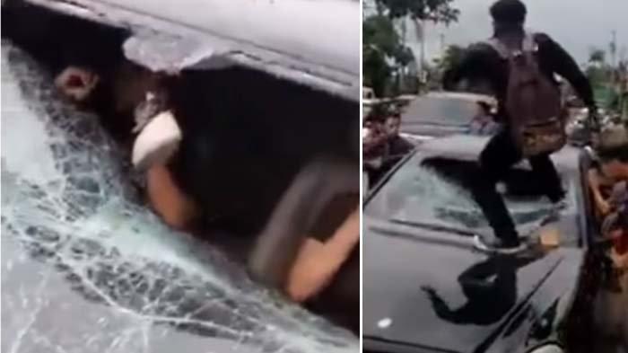 Tak Tahu Masalahnya Apa, Kurir Makanan Ikut Injak Kaca Mobil Mercy Korban Provokasi, Kini Ditangkap