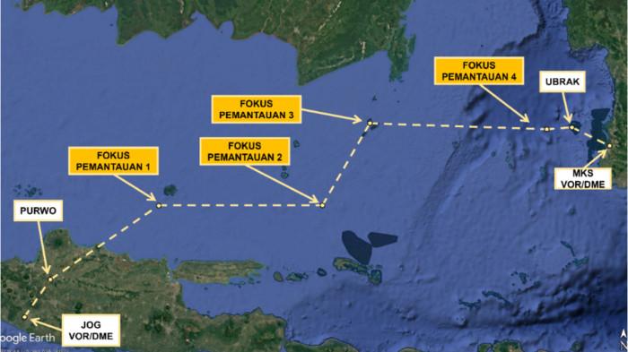 Gambar 1: Rute PK-THT berdasarkan flight plan.