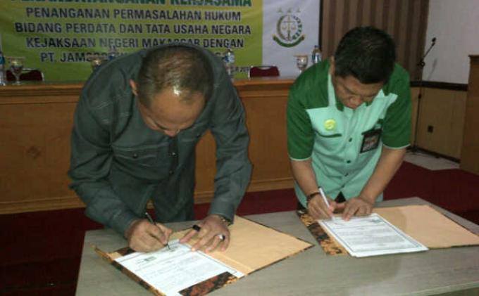 Jamsostek-Kejari Makassar MoU Masalah Hukum Perdata dan Tata Usaha Negara