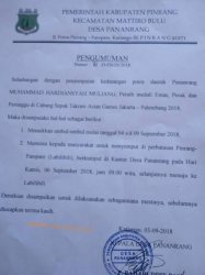 Sambut Hardiansyah, Kades Pananrang Pinrang Imbau Warga Naikkan Umbul-umbul