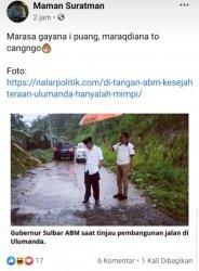 Diduga Hina Gubernur Sulbar di Facebook, Pemuda Tapango Akan Laporkan Pemilik Akun Maman Suratman