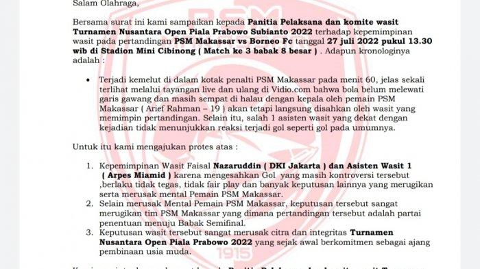 Buntut Gol Kontroversi Borneo Samarinda U-16, PSM U-16 Layangkan Surat Protes
