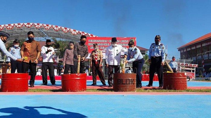 Rutan Makassar Musnahkan Ratusan Barang Terlarang di HUT ke 75 RI