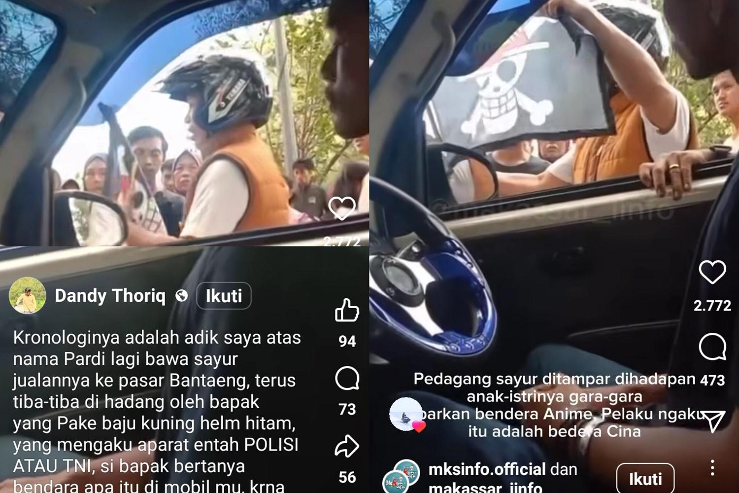 Viral! Kibarkan Bendera One Piece Pedagang Sayur di Bantaeng Sulsel Ditampar Pria Ngaku Aparat