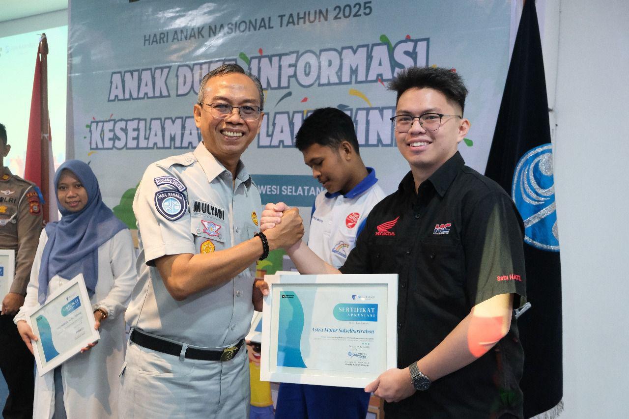 Asmo Sulsel Terima Penghargaan dari Jasa Raharja di Momen Hari Anak Nasional