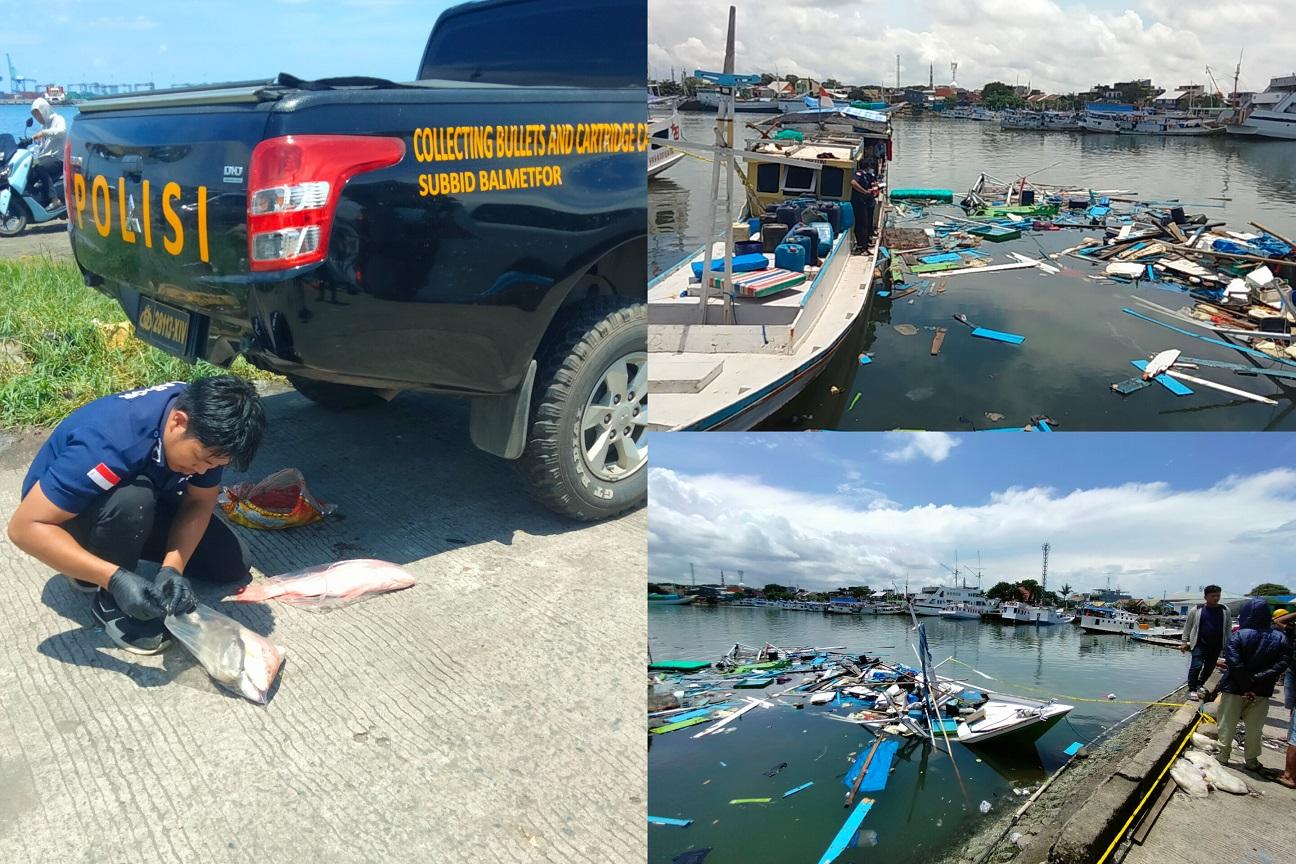 Labfor Polda Sulsel Ambil Sampel Serpihan dan Ikan Usut Ledakan Kapal di Paotere