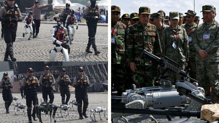 Adu Kecanggihan Robot Anjing Polri Vs Robot Tempur AI China