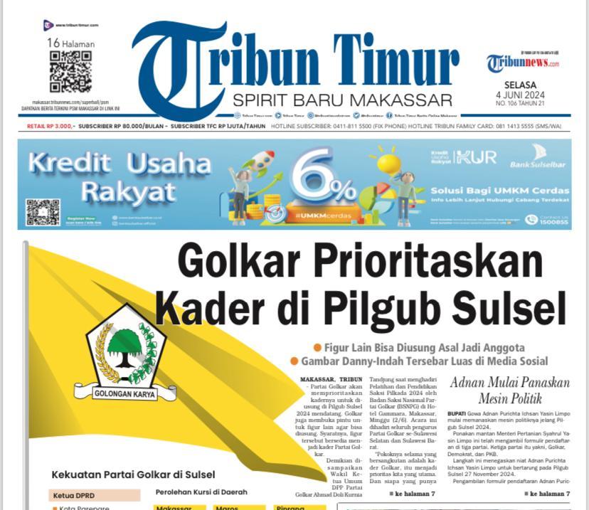 Golkar Prioritaskan Kader di Pilgub Sulsel