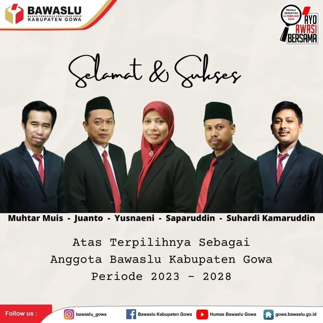 Rekam Jejak Lima Komisioner Bawaslu Gowa: 3 Petahana 1 Mantan Ketua KPU