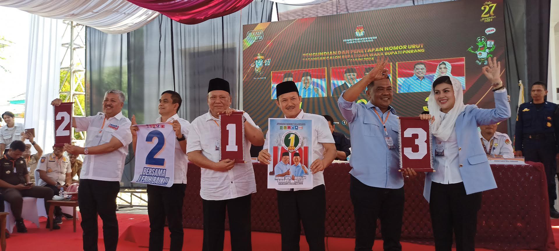 Nomor Urut Paslon Pilkada Pinrang : Jaya-Abdillah 1, Irwan-Sudirman 2, Usman-Hastri 3