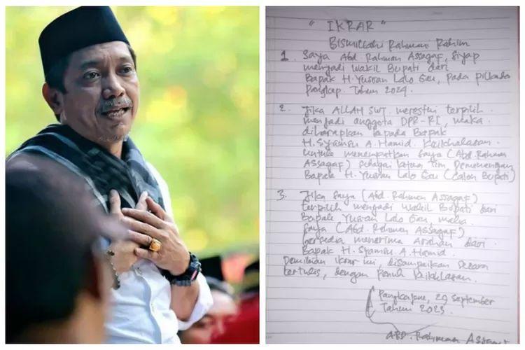 Isi Ikrar Sepaket Yusran Lalogau - Rahman Assegaf di Pilkada Pangkep 2024
