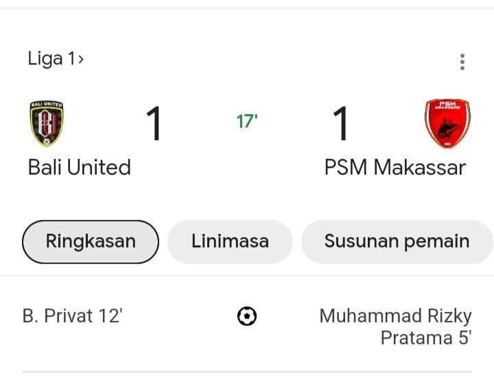 Livescore: Pluim Cs Hanya Unggul 7 Menit, Jebakan Offside Buyarkan Kemenangan PSM Makassar Menit 12