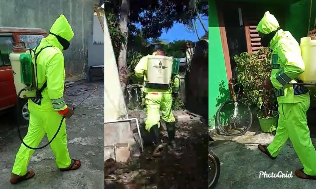 Selepas Tugas, Personel Polres Bulukumba Sempatkan Waktu Lakukan Penyemprotan Disinfektan