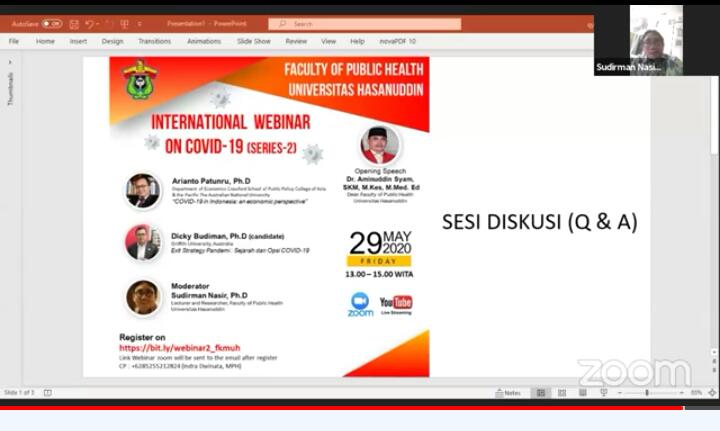 Ratusan Peserta Ikuti Webinar Internasional Covid-19 Series 2 FKM Unhas