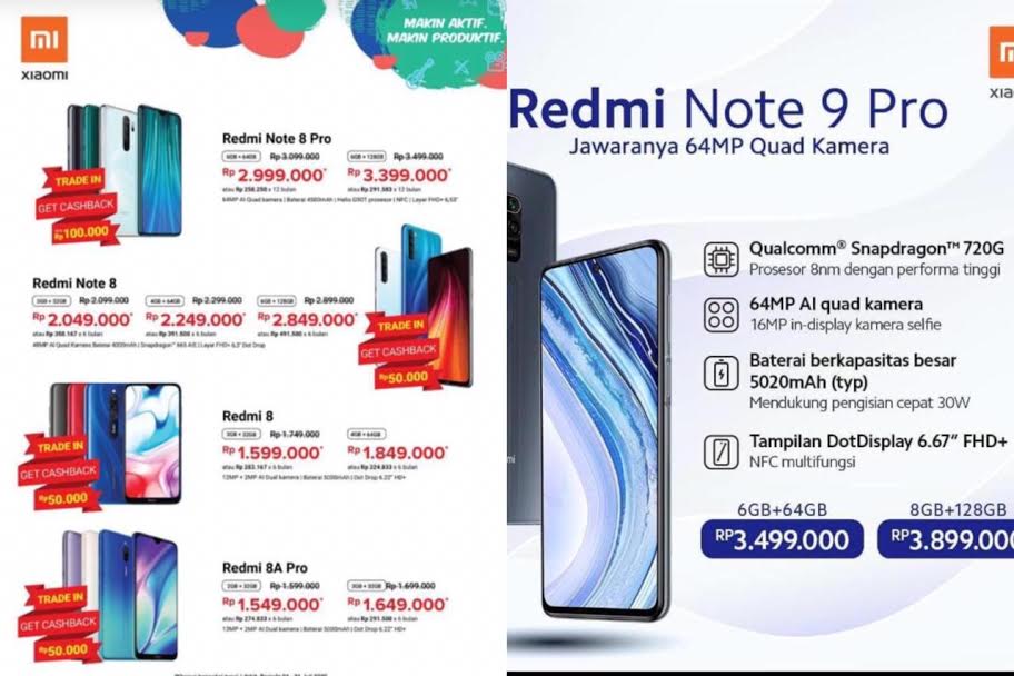 Daftar Harga HP Xiaomi Terbaru Juli 2020 di Erafone Nipah Mall, Redmi Note 9 Pro Mulai Rp 3.4 Juta