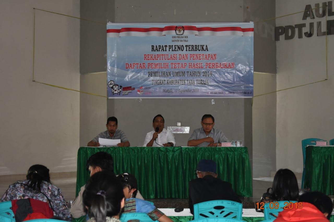 KPU Tana Toraja Tetapkan DPTHP Pemilu 2019, Ini Jumlahnya