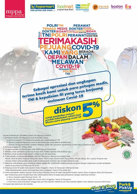 Hypermart Berikan Tambahan Diskon 5 Persen untuk 'Pejuang' Covid-19