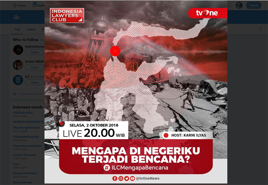 Link Live Streaming ILC TVOne Malam ini 'Mengapa di Negeriku Terjadi Bencana', Nonton di Sini Via Hp