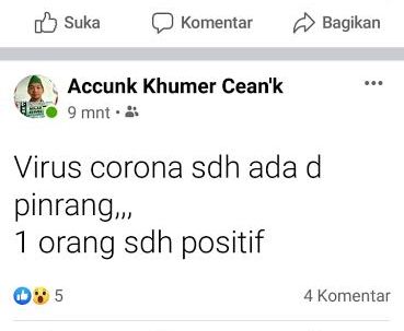 Akun Ini Sebarkan Hoax Terkait Corona di Pinrang, Kadis Kesehatan : Kami Akan Tindak