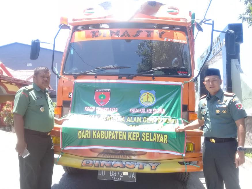 Dandim Selayar Kirim 2 Truk Bantuan ke Sulteng