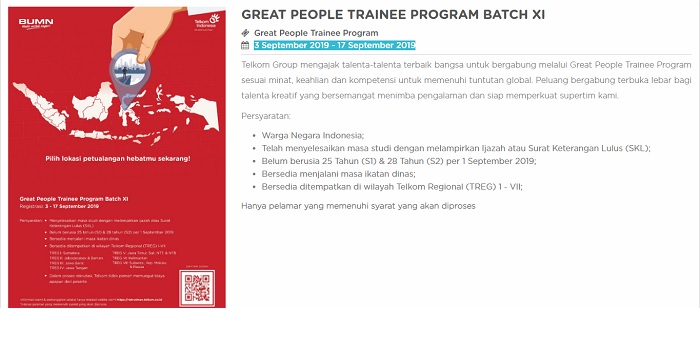 Lowongan Kerja BUMN Telkom Group Terima Karyawan, Lulusan S1, Daftar Online, Cek Lokasi Penempatan