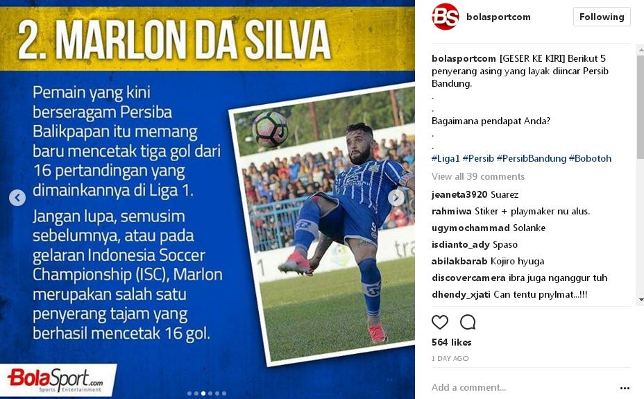 Striker PSM Reinaldo dan 6 Striker Asing di Asia Jadi Incaran Persib Bandung - marlon-da-silva_20170728_163008.jpg
