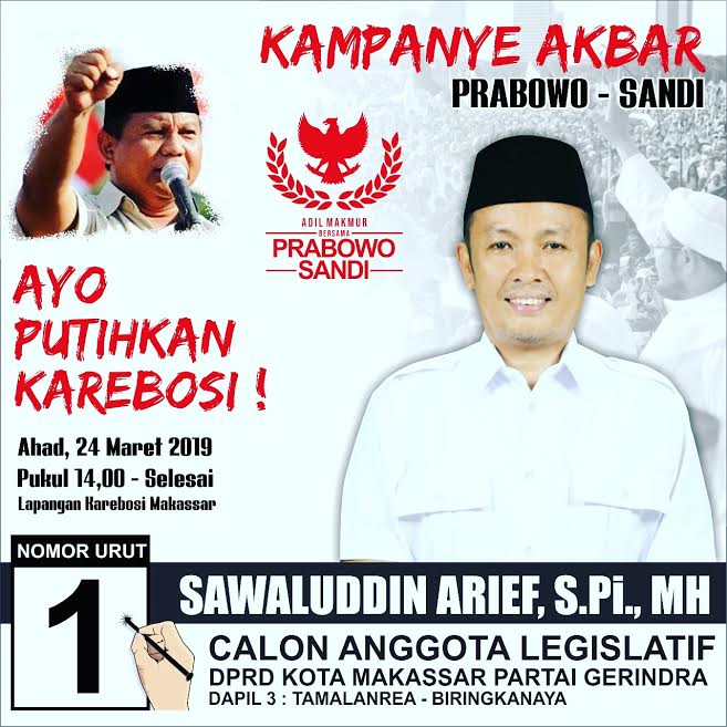 Prabowo Awali Kampanye Rapat Umum di Makassar, BPD Sulsel: Ayo Putihkan Karebosi