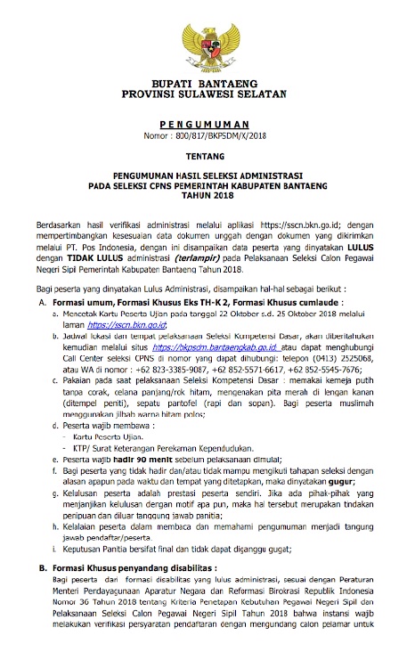 2.219 Pelamar Perebutkan 256 Kuota CPNS Bantaeng