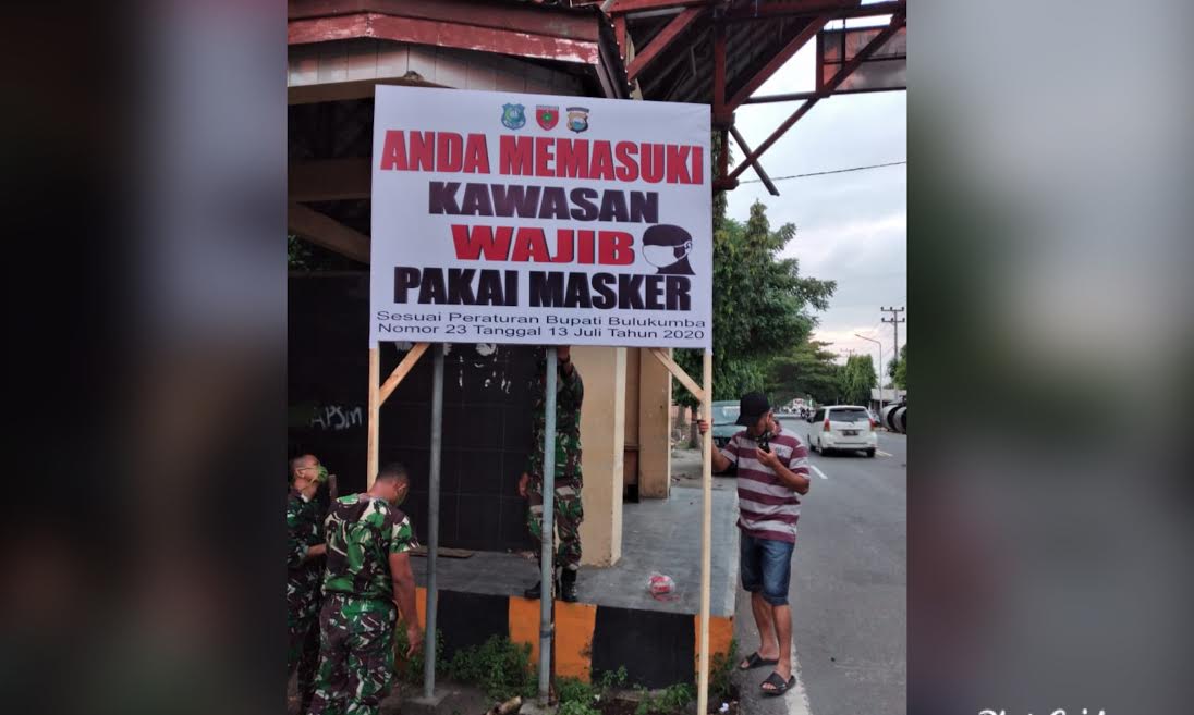 Kota Bulukumba Ditetapkan Wilayah Wajib Pakai Masker, Pelanggar Diberi Sanksi