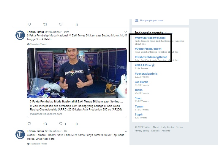 Perang Tagar Pendukung Jokowi dan Prabowo jelang Debat Pilpres 2019, Nomor 02 Unggul Sementara