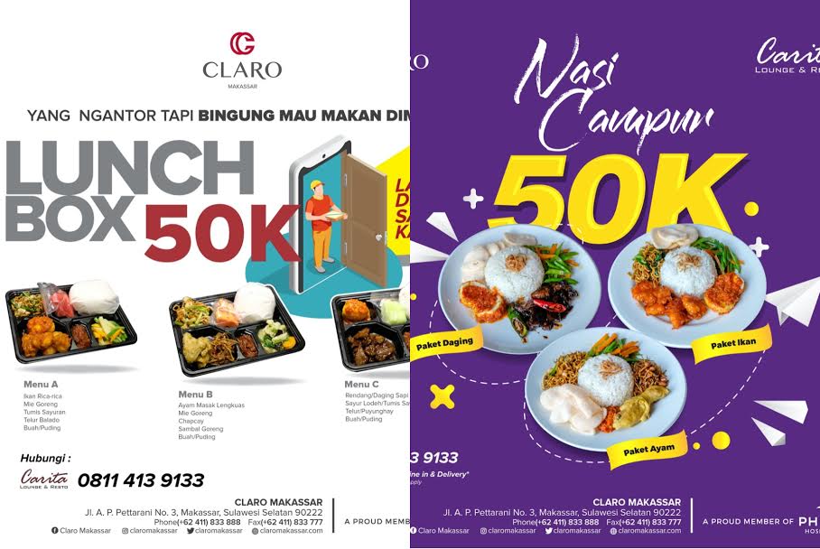 Pesan Paket Lunch Box di Hotel Claro Makassar Cuma Rp 50 Ribu, Langsung Diantar ke Tempat Anda