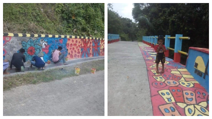 Keren, Pemuda Tapporang Pinrang Percantik Jalan Desa dengan Mural