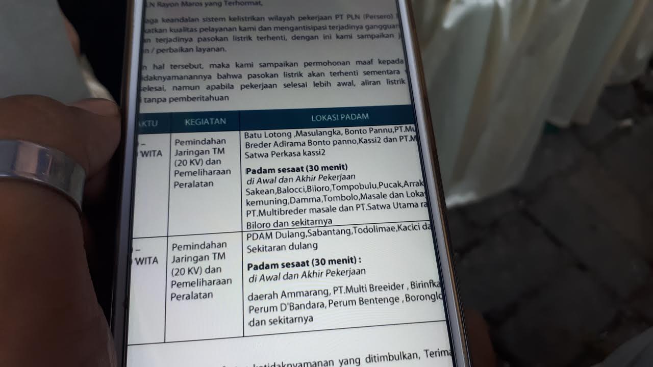 Listrik bakal Padam di Maros Hingga Sore, Ini Lokasinya