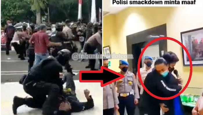Polisi yang Smackdown Mahasiswa Minta Maaf & Peluk Korban, Brigadir NP: Saya Siap Bertanggung Jawab